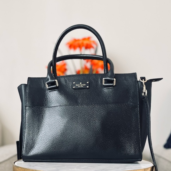 Kate Spade Black Leather Satchel with Gold Details - Picture 11 of 13